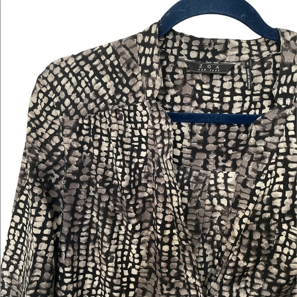 Zoa New York Small Oversized Long Tunic Top Dress Half Button Fall Snake Print O - Picture 2 of 3
